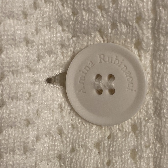 Amina Rubinacci Made in Italy Knit Two Button Blazer. Size 46 Color White - Picture 2 of 10